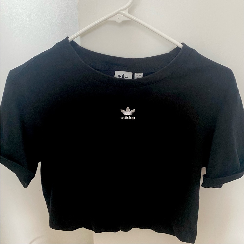 Adidas black crop tee - size M